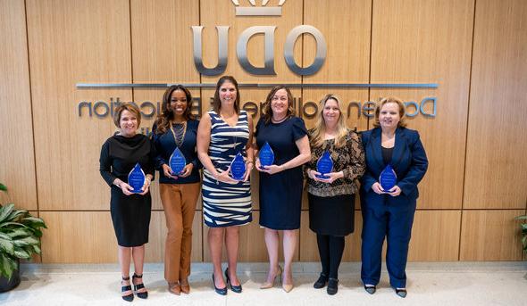 From left: Lisa Duncan Raines, Aileen Smith, Renee Garrett, Cathy Rossi, Shantell Strickland-Davis and Tina Manglicmot hold their awards.